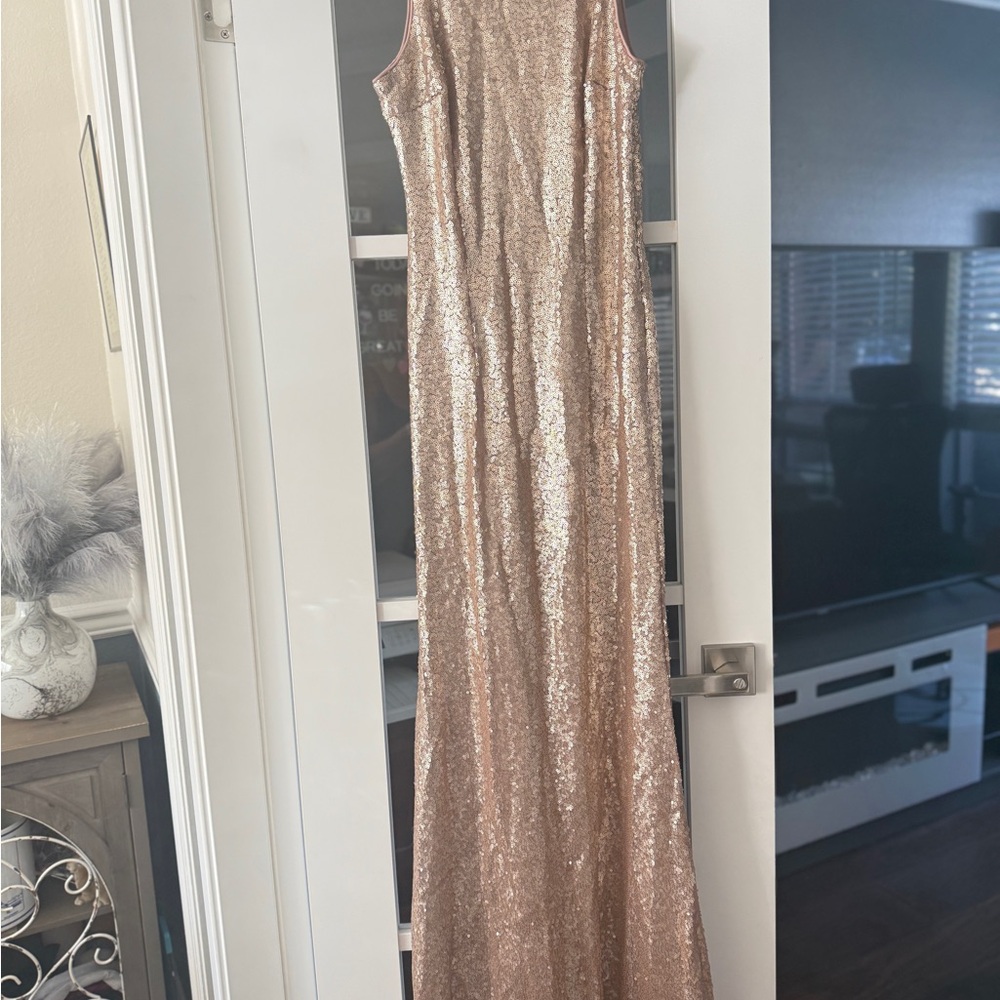 Lulus Slink and Wink Matte Rose Gold Sequin Maxi Dress- small - Picture 7 of 16